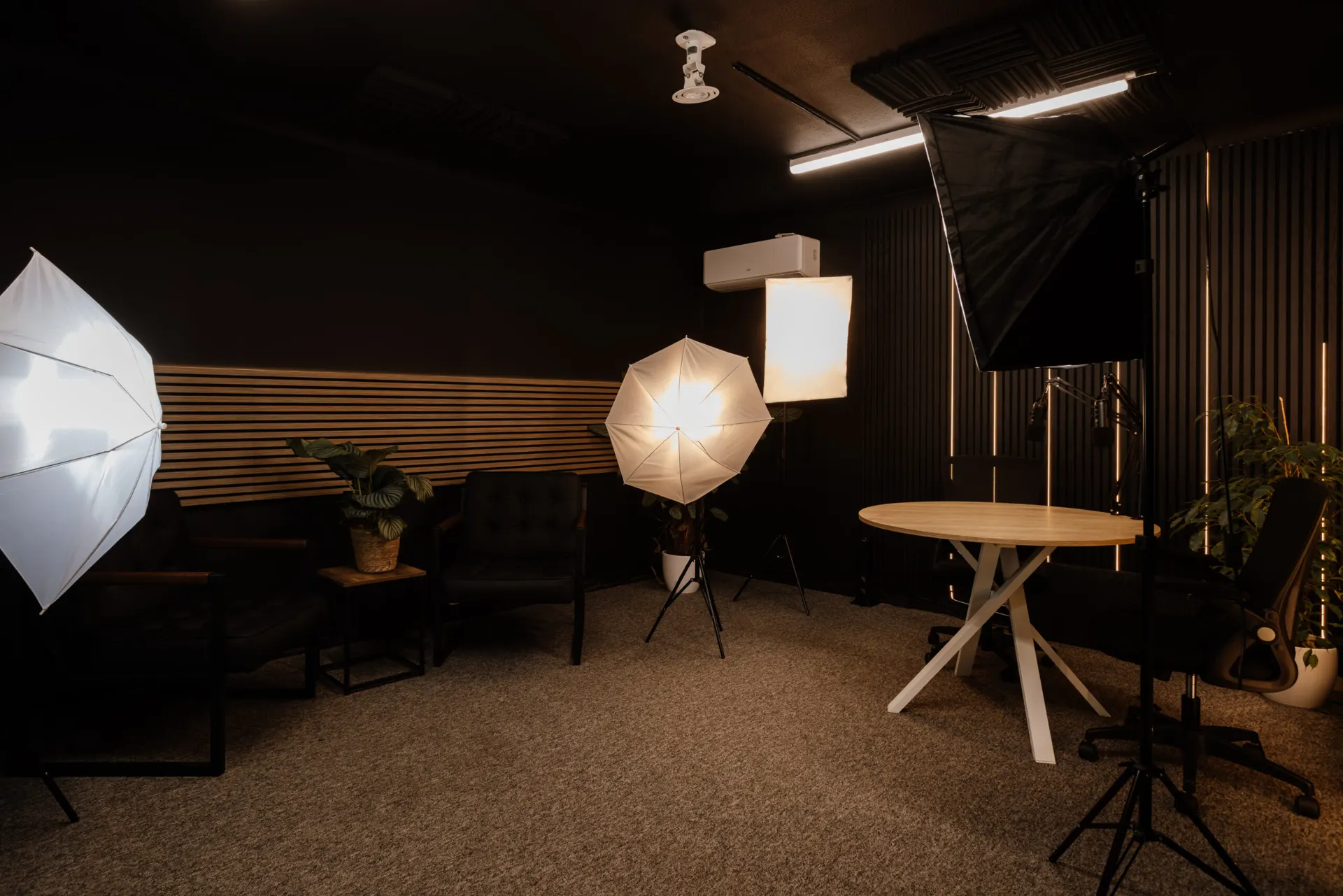 Room Eleven studio with lighting and seating